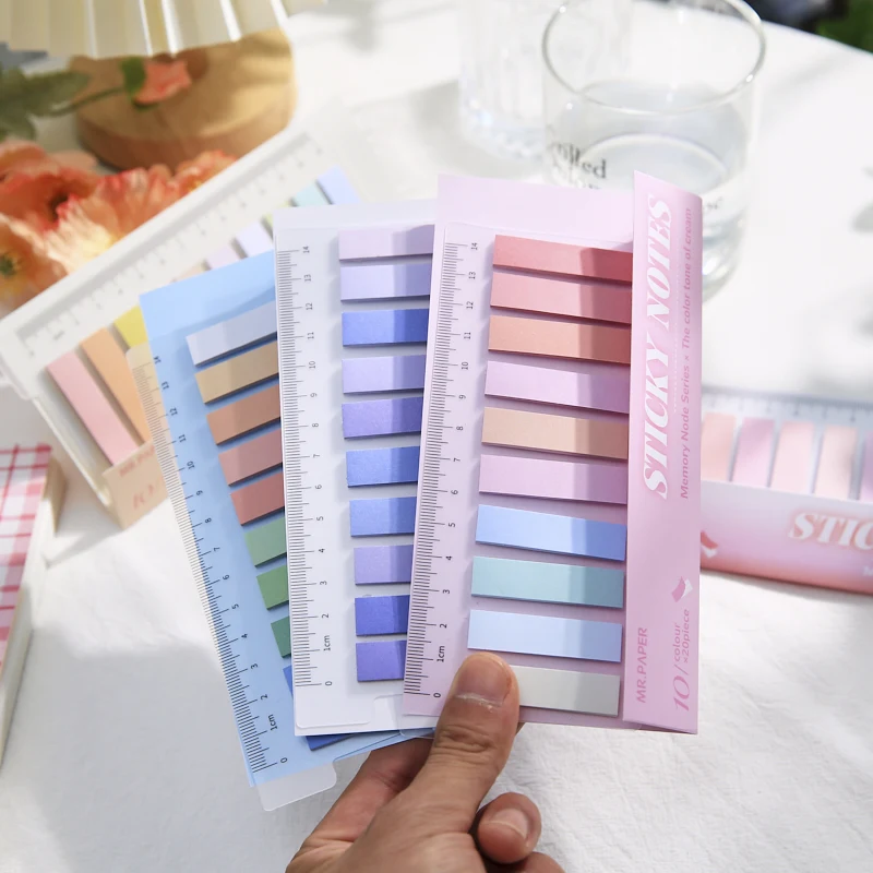 Memory Node Series Sticky Notes Set Mini Index Stickers Memo Pad Self-adhesive Label 14cm Ruler A7601
