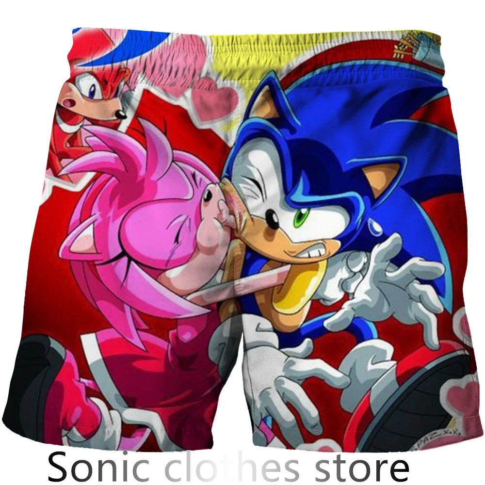 2024 New Anime Kids Sonic Shorts Fashion Boys Girls Clothes Harajuku Cute Baby Cartoon Casual Summer Boy Women Beach Pants