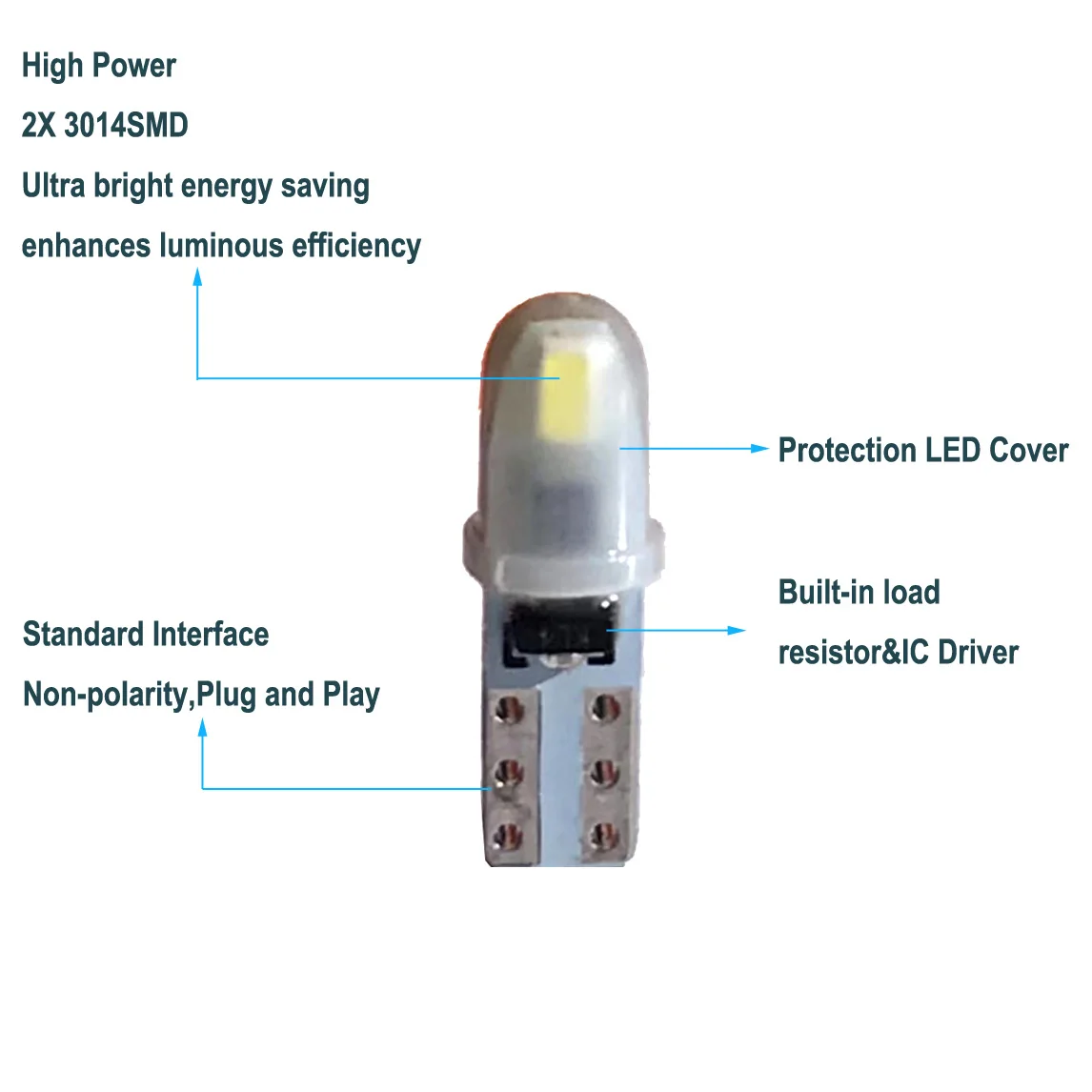 100pcs T5 PC74 PC37 Canbus LED Bulb  for Car Dashboard Instrument Panel Lamp  Indicator Wedge Light  DC/AC 12V  White