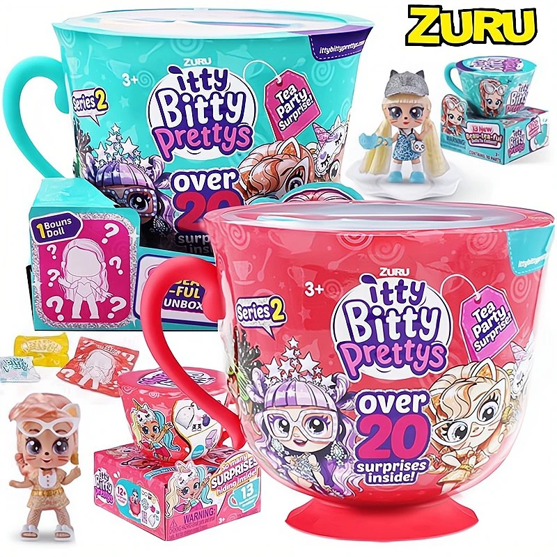 

ZURU Itty Bitty Prettys Tea Party Surprise Teacup Dolls Playset Series 1 Teacup Doll Surprise Blind Box Girls Play House Toys