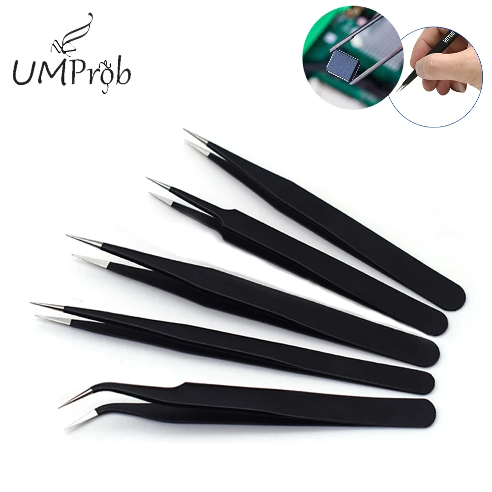 NEW Anti-Static Stainless Steel Tweezers Precision Maintenance Industrial Repair Curved Tool Home Working Model Making Hand Tool