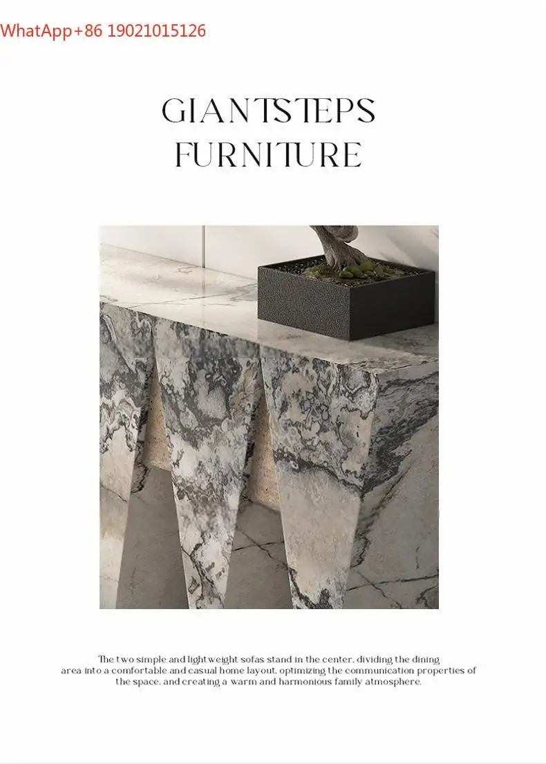 Italian Luxury Stone Console Table, Original Design Entryway Cabinet with Open Storage, Scratch Resistant&Sturdy, Customize  FT