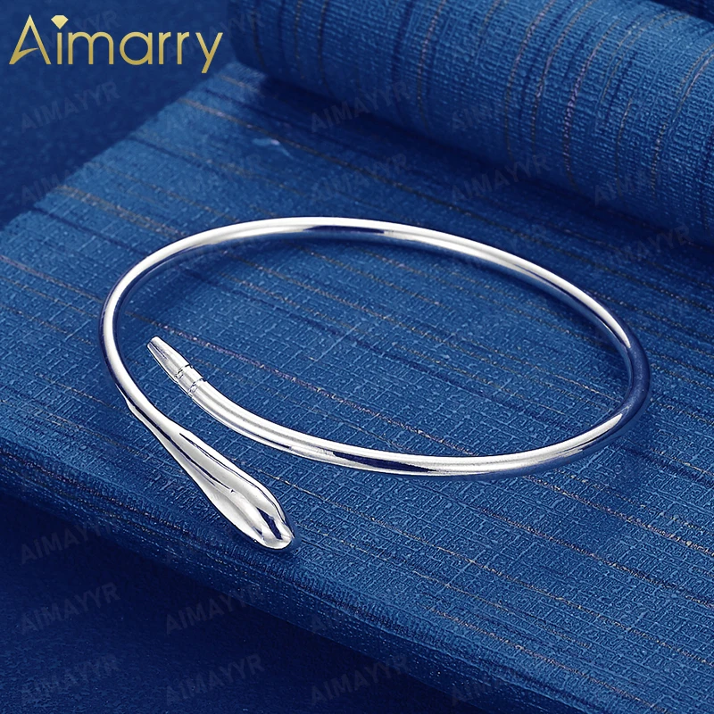 925 Sterling Silver Smooth Snake Head Water Droplet Bracelet for Women's Parties Banquets Weddings High-quality Fashion Jewelry