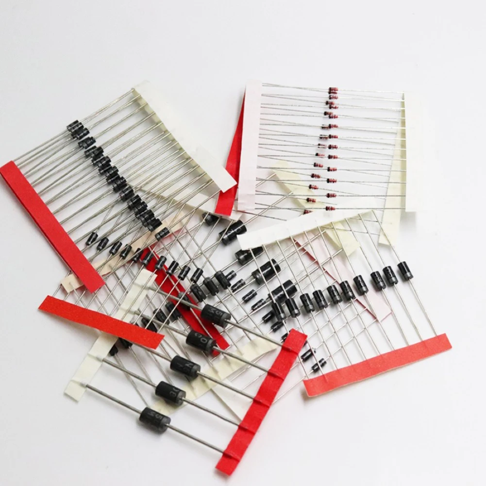 Efficiënte 100 Stuks Diode Kit 1N4148 1N4007 1N5819 1N5399 1N5408 1N5822 FR107 FR207 Geschikt voor Elektrische Reparaties