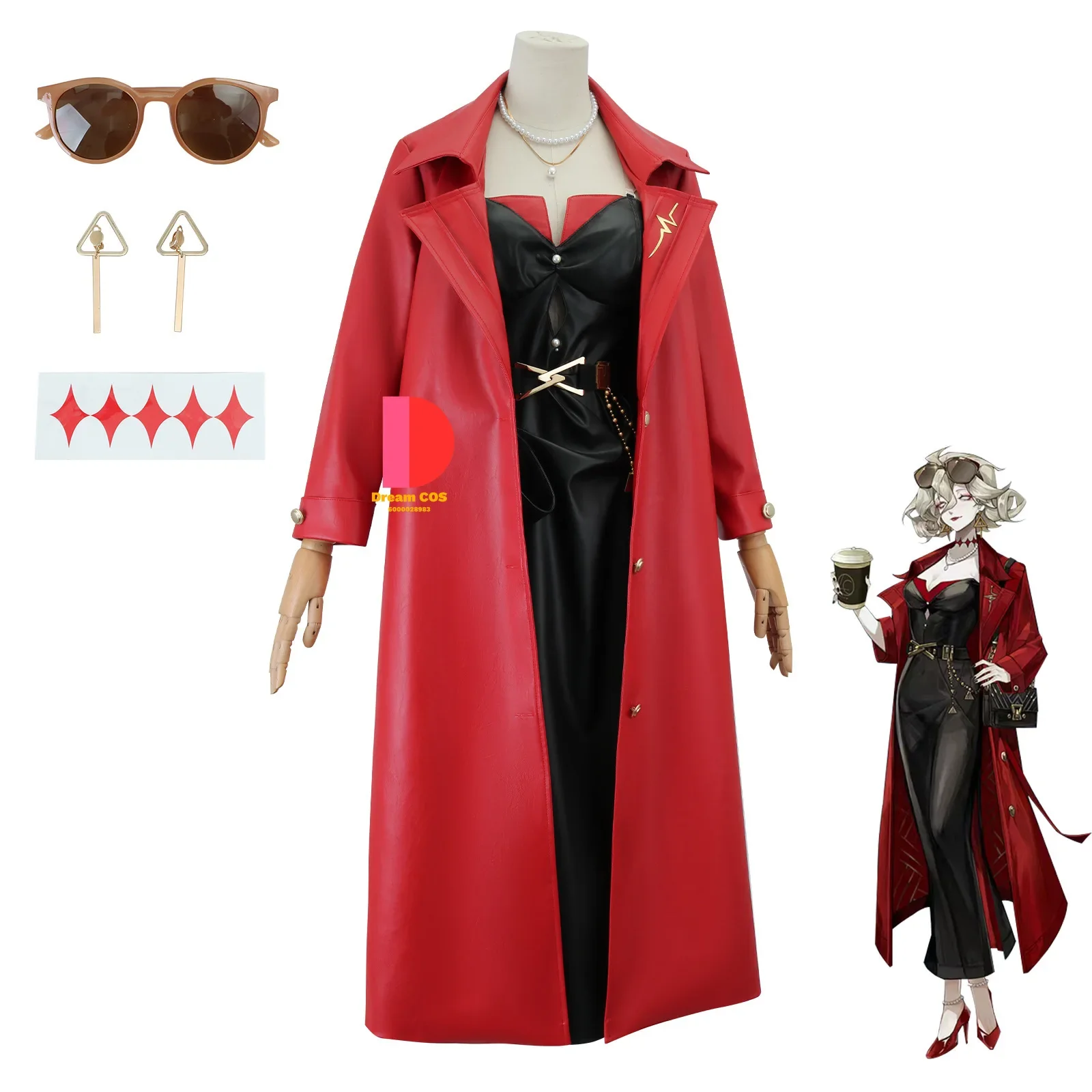 Mary Lawson Bloody Queen Cosplay Costume Identity V Full Set with Red Windbreaker for Girls Halloween Party Role Playing Fashion