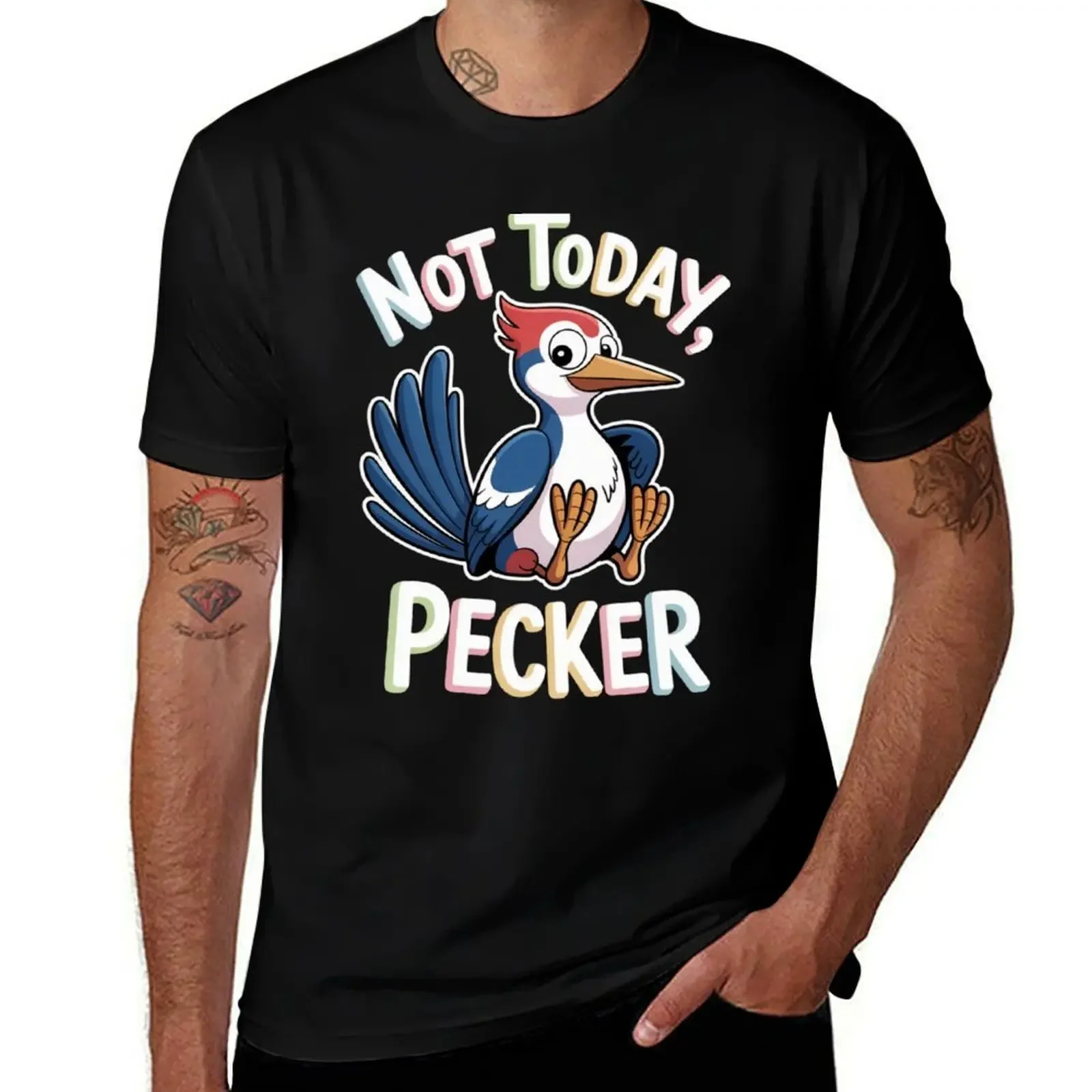 

Not Today Pecker – Funny Cartoon Woodpecker Bird Design T-Shirt oversized graphic tee oversized t shirt men