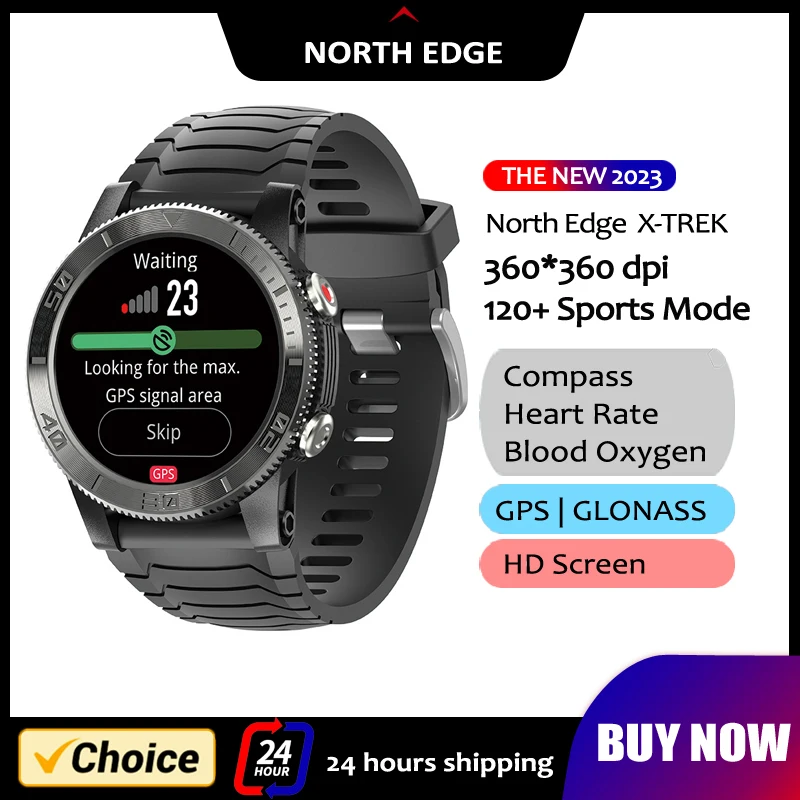 NORTH EDGE X-TREK Men Sports Smart Watch GPS 360*360dpi Heart Rate SpO2 VO2max Stress 120 Sports Mode Smartwatch For Android IOS