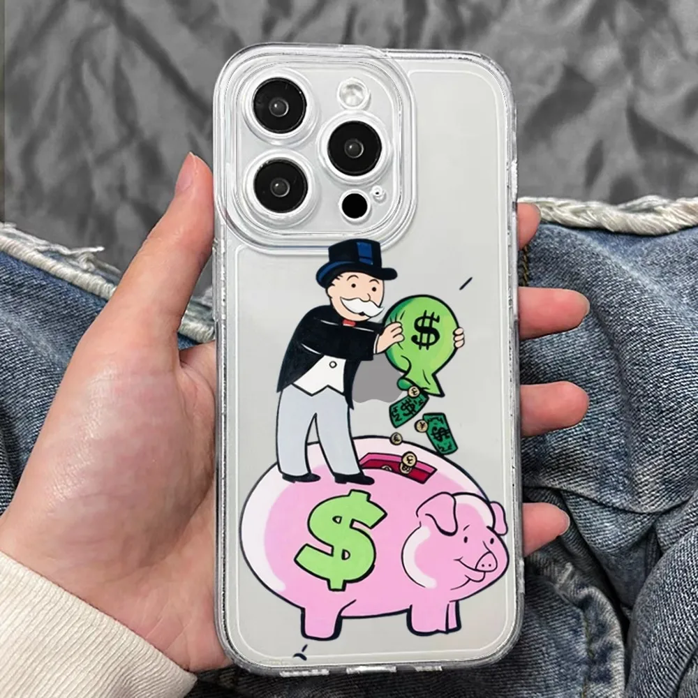 Luxury Trend A-Alec Monopoly Phone Case For Iphone 15 11 13 14 Pro Max 7 8 Plus X Xr Xs Max Se2020 12mini Transparent Cover