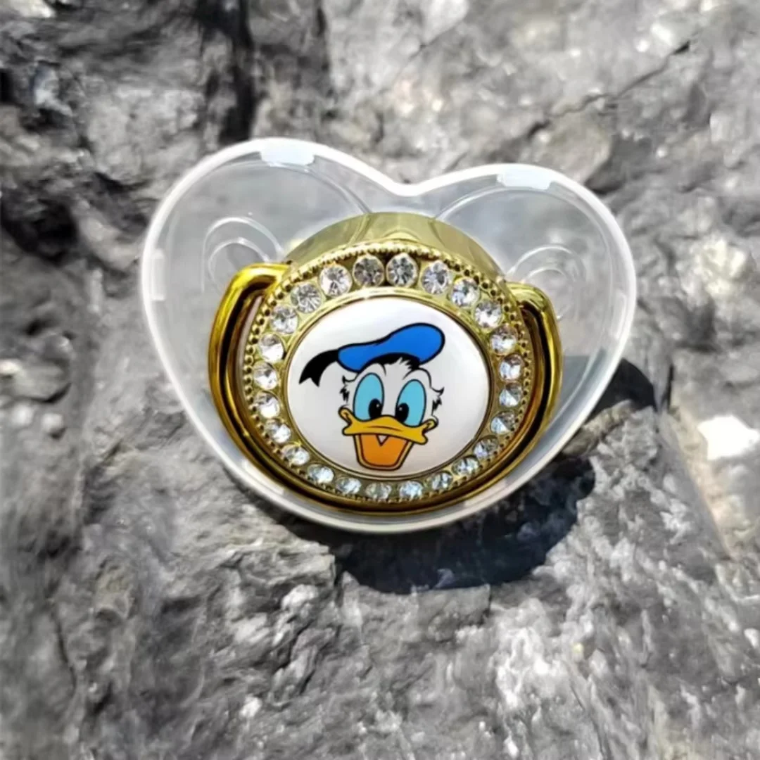 Donald Duck Print sales baby pacifier and personalized letter pacifier clip Silicone baby pacifier Glitter newborn teaser 0-24M view 6