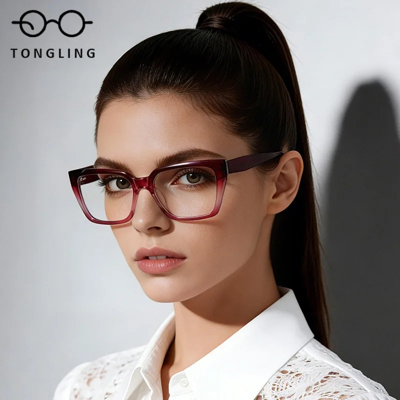 High-Quality Women Trendy Handmade Highend Acetate Square Glasses Retro Men Fashion Versatile Commuting Individual Eyewear Frame