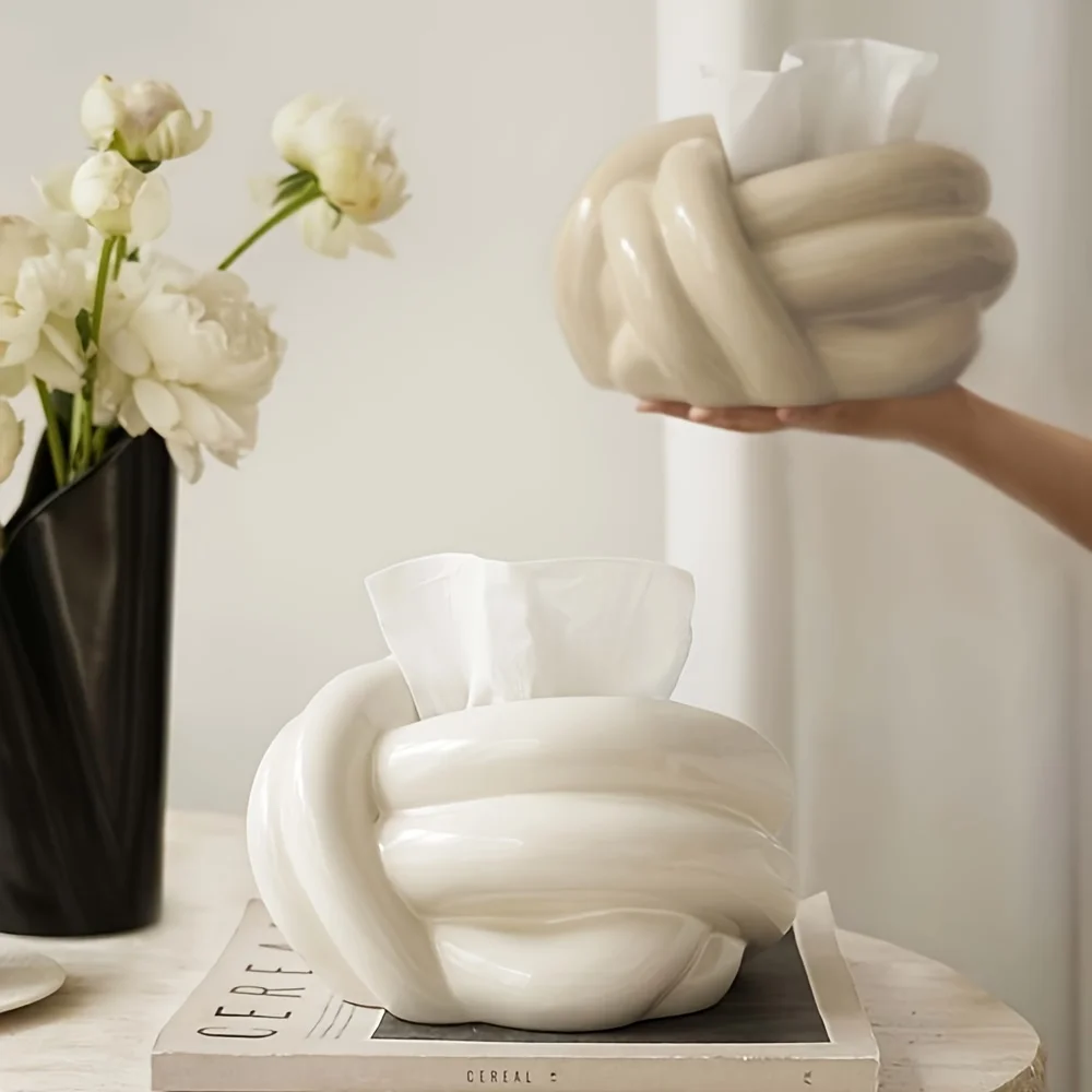

Creative Knot Ceramic Tissue Box Holder for Living Room Bedroom Table Home Decor
