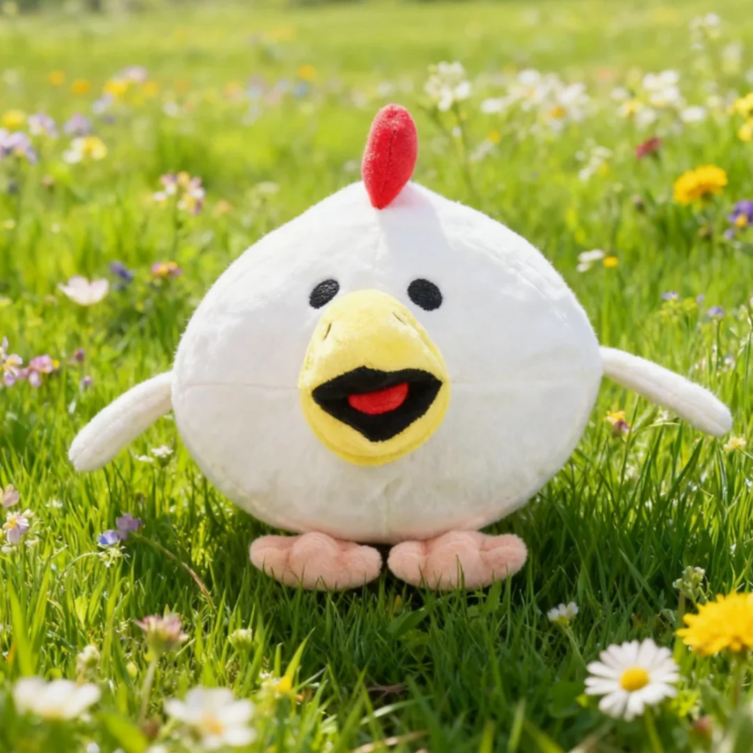 Image of Kawaii Hühnerpistolen-Actionfigur Niedliches Weißes Kleines Fliegendes Huhn Schnell Laufende Plüschpuppe Kindergeburtstagsgeschenke Weiche Heimdekoration