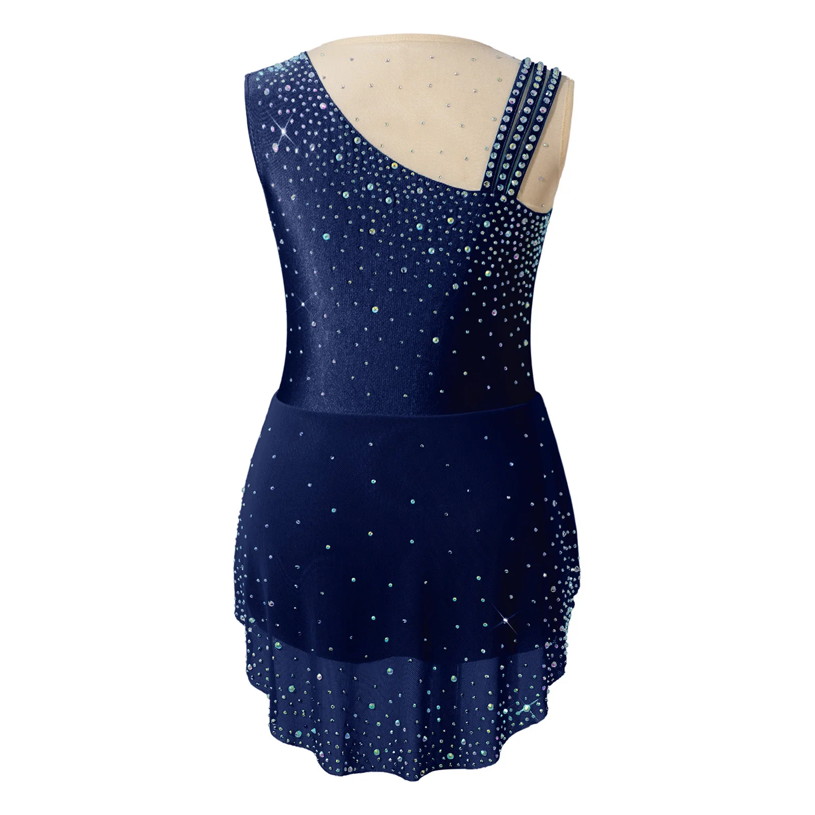 Children's Rhinestone Figure Skating Dress for Girls Kids Rhythmic Gymnastics Leotard Ice Skating Dancewear Ballet Tutu Dress