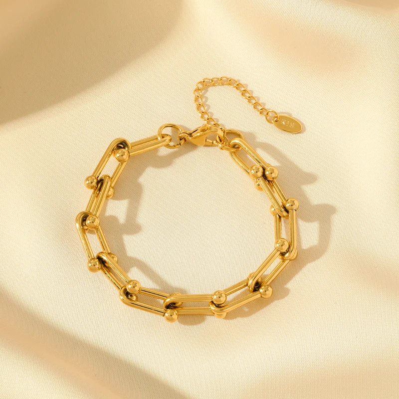 EILIECK bracciale con collana a catena spessa Color oro in acciaio inossidabile 316L per donna ragazza Set di gioielli impermeabili di nuova moda