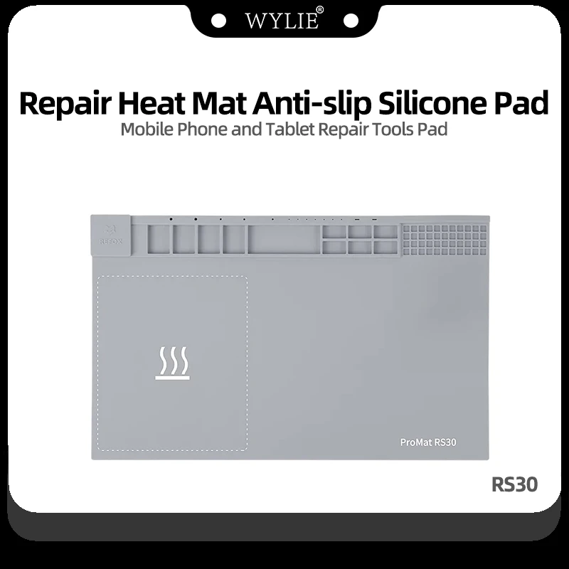 REFOX RS30 ESD Repair Heat Mat Anti-slip Silicone Pad Insulating Maintance Magnetic Mat Mobile Phone and Tablet Repair Tools Pad