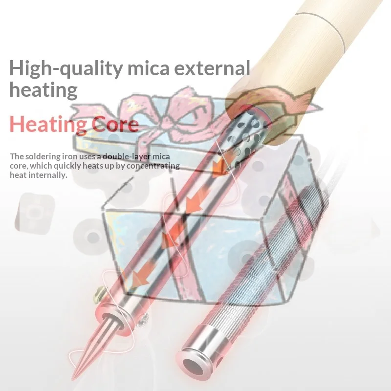 【CCA】220V 30W To 100W Wood Handle Mini Soldering Iron Adjustable Temperature Electric Hand Tool