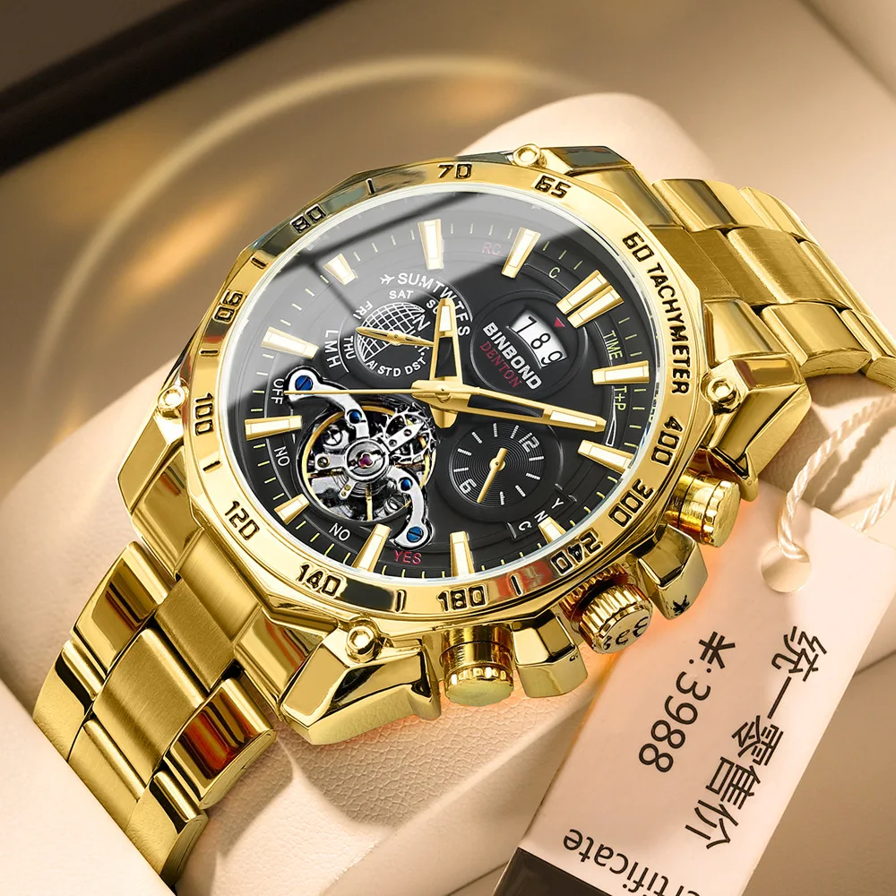 

2023 New Fashion Sports Watches For Men Top Brand Luxury Gold Black Quartz Waterproof Stainless Steel Military Male Wristwatch