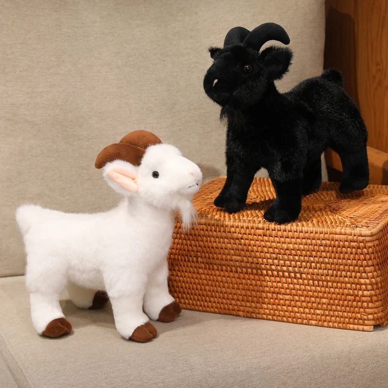 New Goat Plush Toys Simulation Goat Plushie Toys White Black Sheep Doll Stuffed Animals Sheep Doll Home Decor Kids Toys ﻿