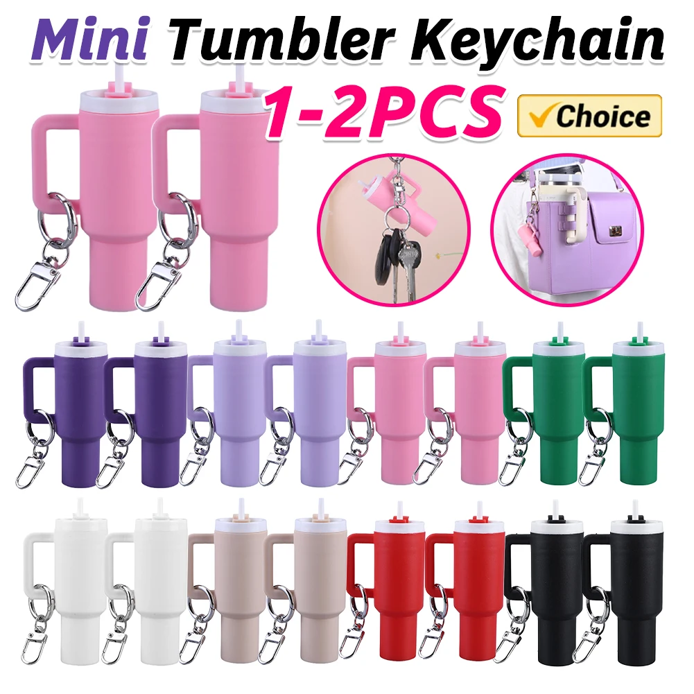 1/2PCS Mini Cup Keychain Lip Balm Keychain Cute Tumbler Key Ring Handbag Charms Key Ring for Stanley Water Bottle Accessories