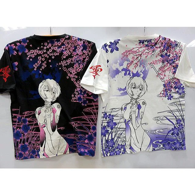 New Nostalgia Lovers' EVA Rei Ayanami and Asuka Ukiyo-e Style 3D Printed Japanese Short-sleeve Shirts, Shorts Friends