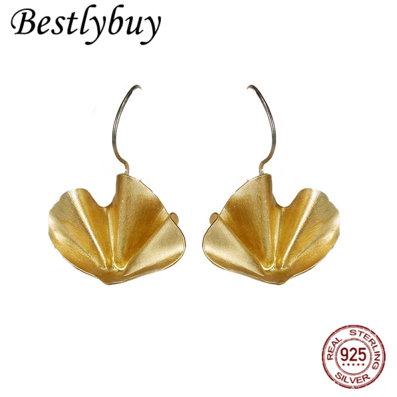 

Новые серебряные женские серьги S925 во французском стиле высокого класса, матовые легкие роскошные модные серьги ручной работы с морщинами