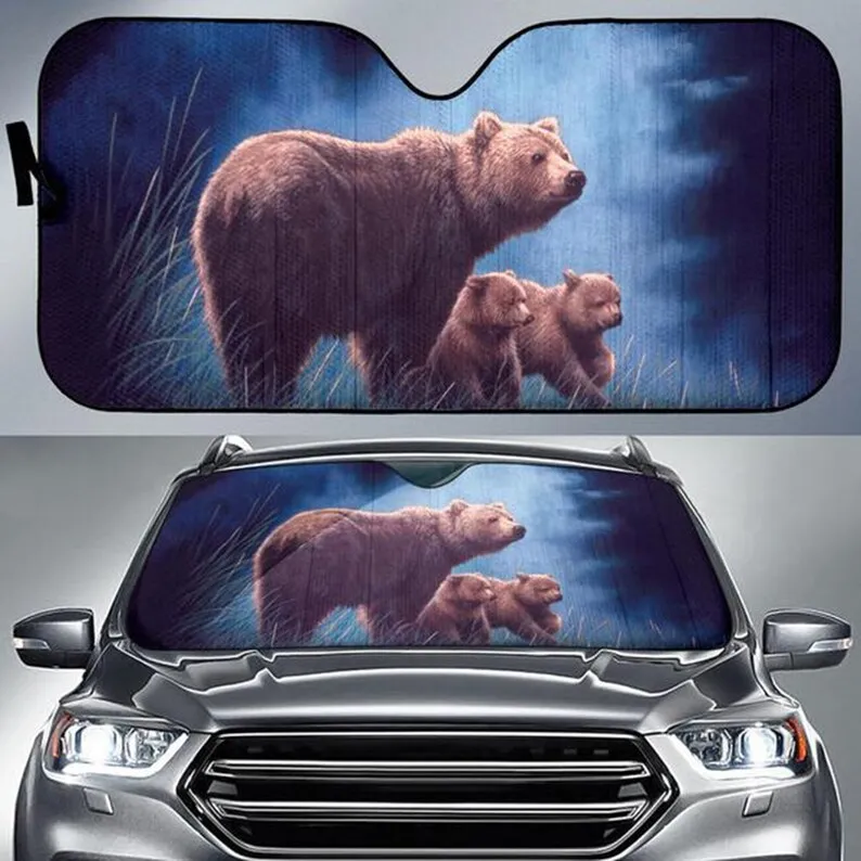 Car sun visor brown bear UV protection front windshield ratio car sun visor gift accessories