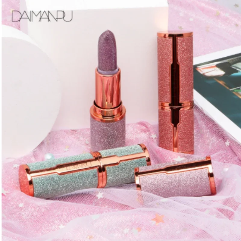 New Glitter Star Lipstick Diamond Lipstick Temperature Changing Color Long Lasting Waterproof Nude Makeup Moisturizing Lipstick