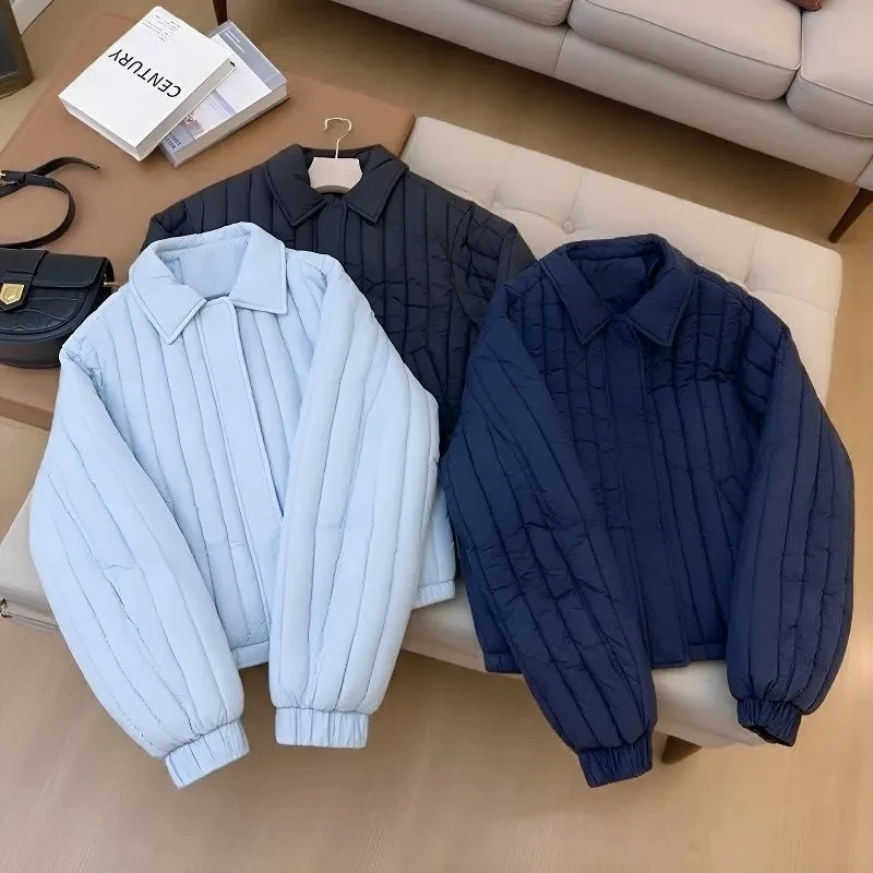 النسخة الكورية سترة قطن قصيرة خفيفة الوزن للنساء ربيع الخريف الشتاء تنوعا التنقل معطف العصرية مبطن w1772