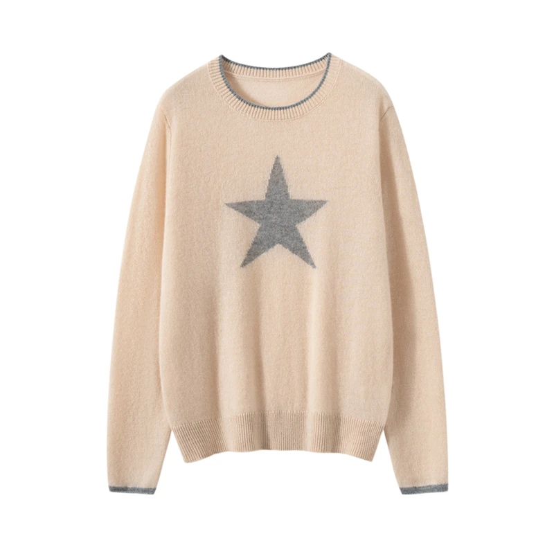 

New Chic Female O-Neck Sweater Autumn And Winter Thick Soft Pullover Shiny Cashmere Knitwear Korean Fashion Clothing