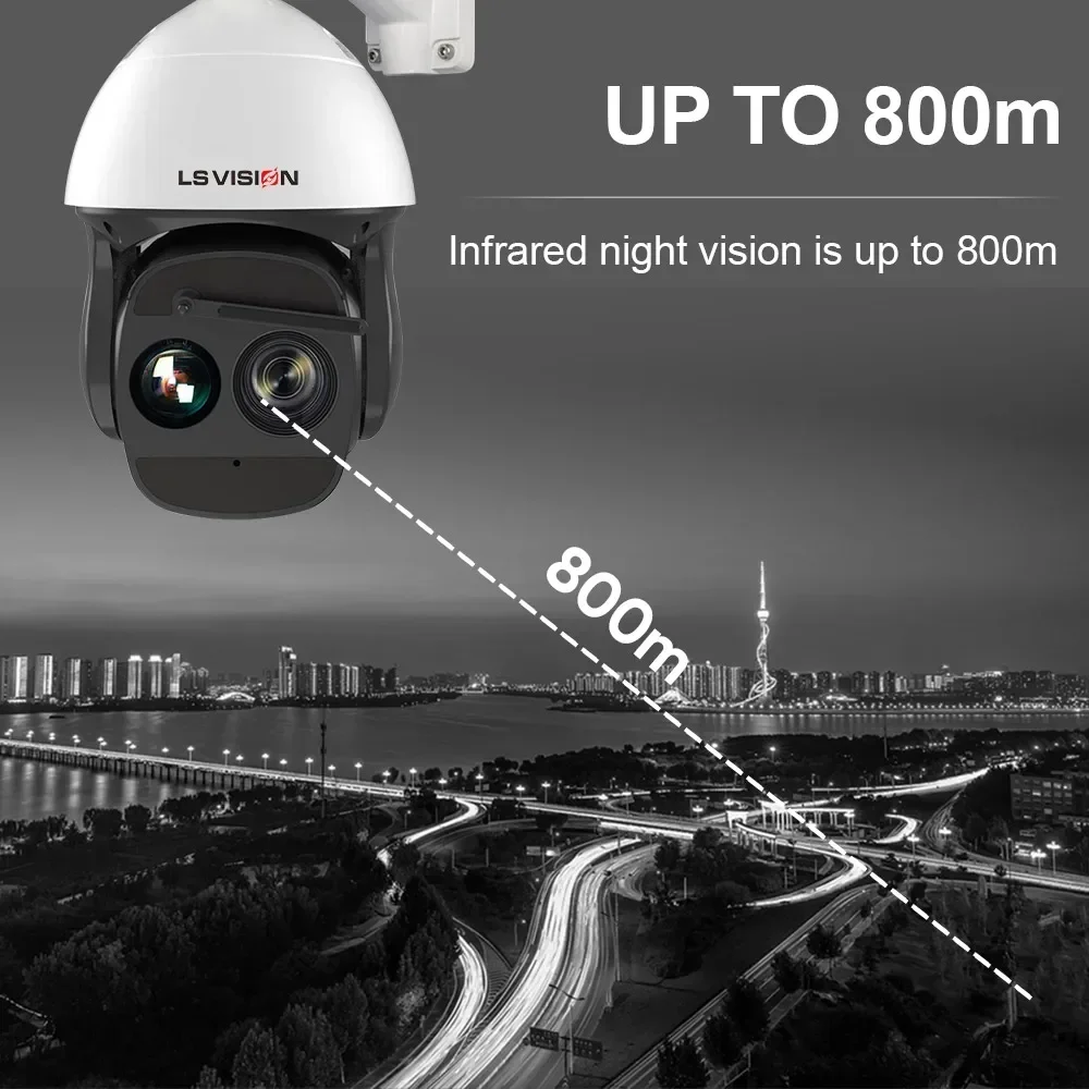 LS VISION Custom Outdoor IP PTZ Application with Network Technology CMOS Sensor Face Detection Mic Siren CCTV Camera