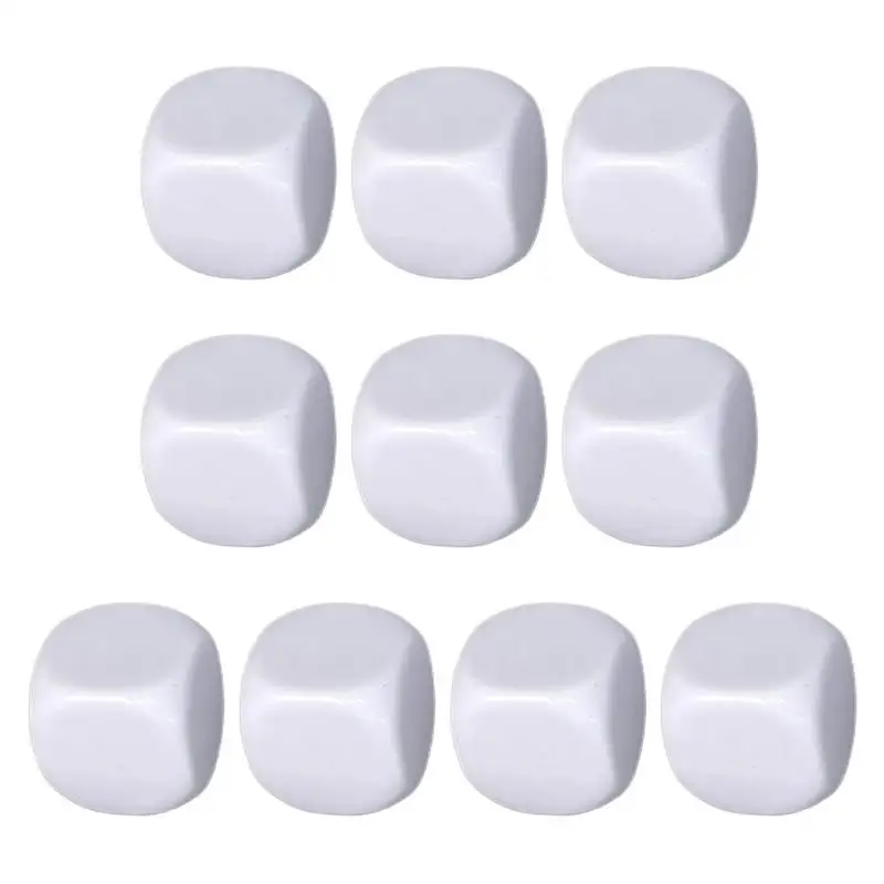 Dados em branco 10x acrílico arredondado cubos brancos blocos seis lados escrever em cubos brancos para números adesivos blocos de construção fazendo matemática