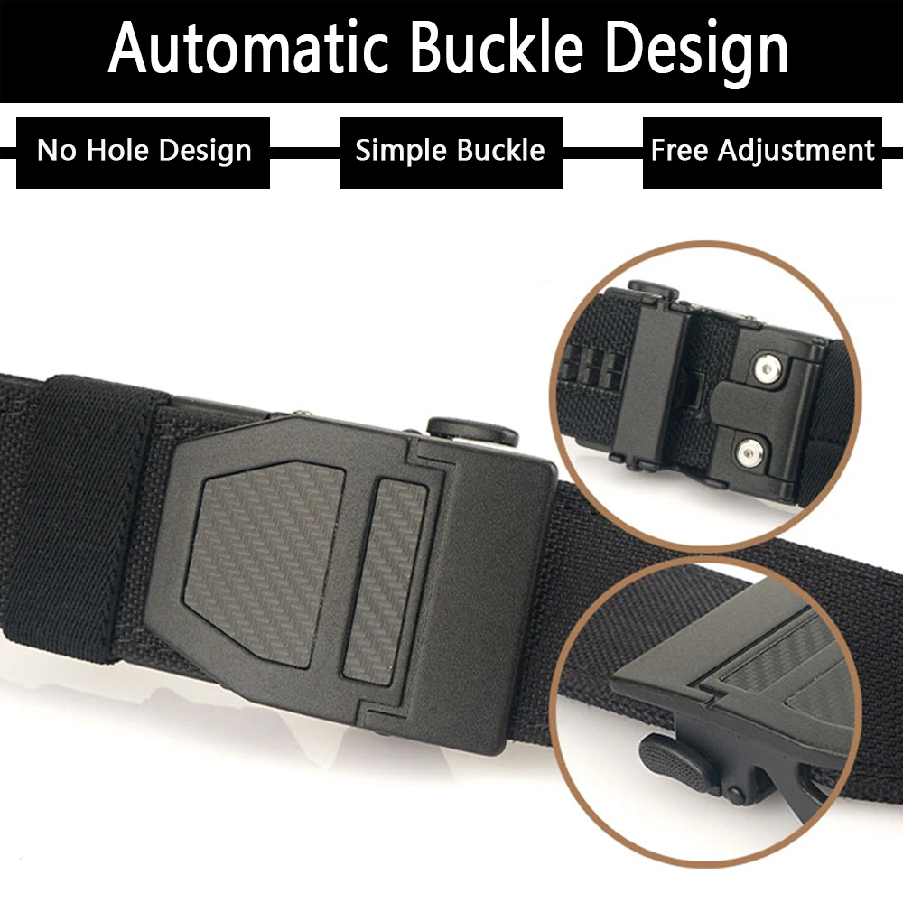 TUSHI Hard Tactical Belt for Men EDC Metal Automatic Buckle IPSC Gun Belt Nylon Outdoor Sports Secretly carried Military Belt