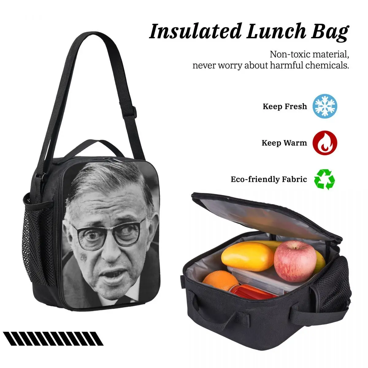 Jean-Paul Sartre Zaino Studente Ragazzi Ragazze BookBag Borsa da scuola Borse a tracolla per computer Borsa da pranzo isolata 3ps Astuccio