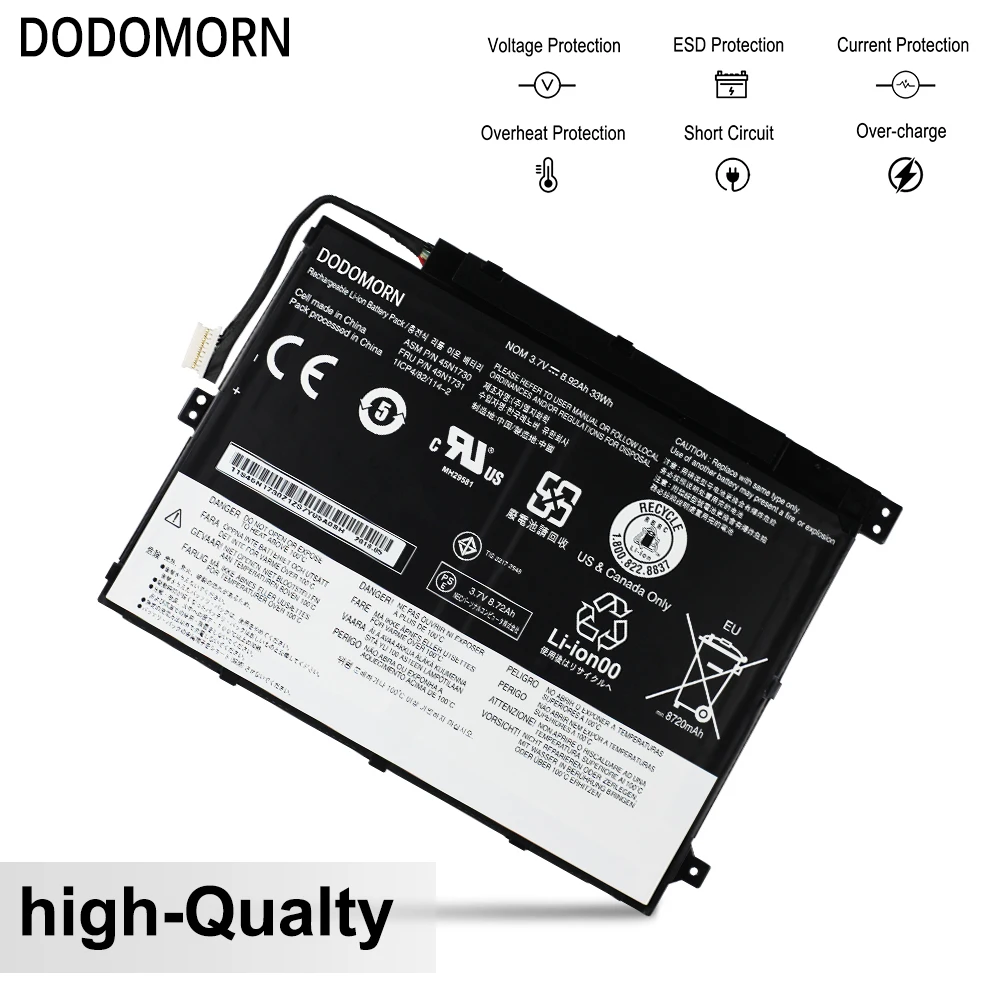 DODOMORN-Bateria do portátil para Lenovo Thinkpad 10, 20C3001QAU, 20E30018AU, 45N1726, 45N1728, 45N1730, 45N1732, 33Wh, Peças de reposição