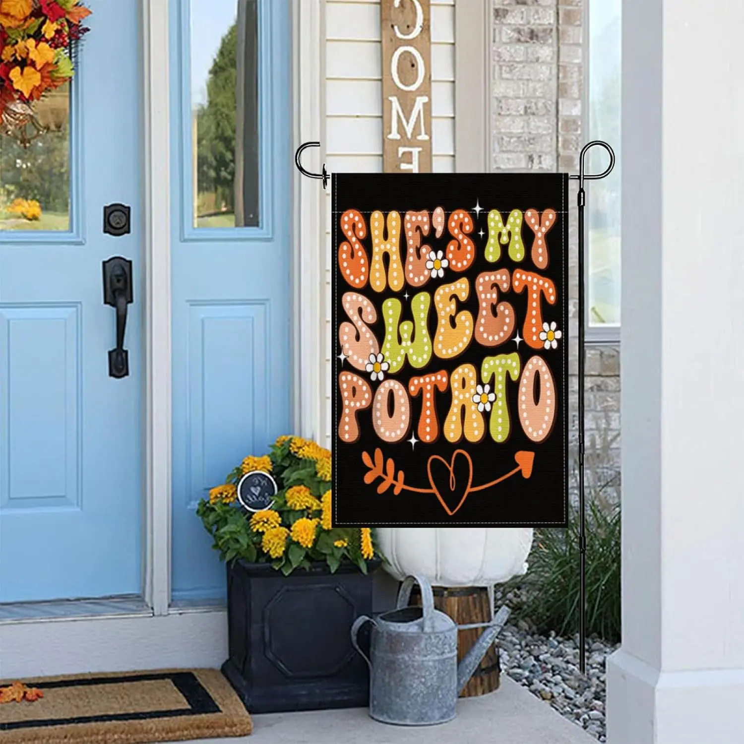 She's My Sweet Potato I Yam Thanksgiving Autumn Couple Men Garden Flags,Double Sided Yard Flag Tapestry for Holiday Outd IIK yyi