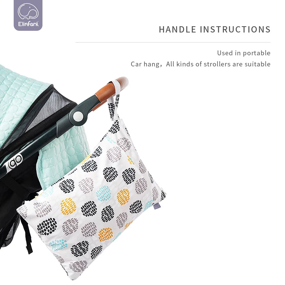 Elinfant 1 قطعة حقيبة خفيفة الوزن رطبة وجافة حقيبة تخزين مقاومة للماء أكياس حفاضات محمولة متعددة الوظائف