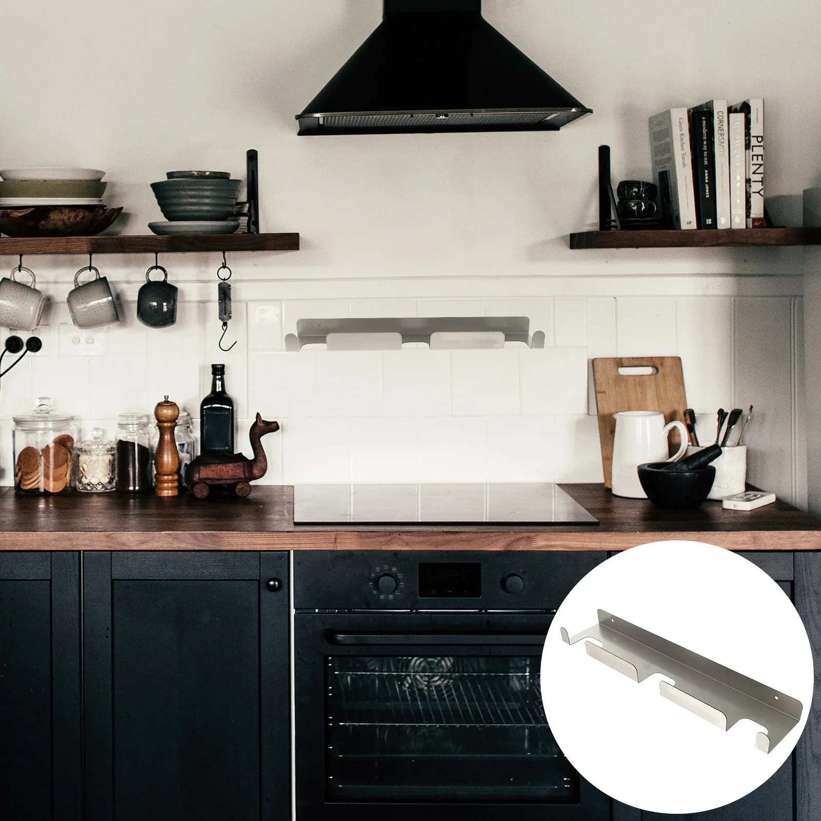 

1 шт. Настенная полка-органайзер из нержавеющей стали, серебристая, сверхпрочная, для кухни, для инструментов для пиццы, мелочей, подвесная, для дома