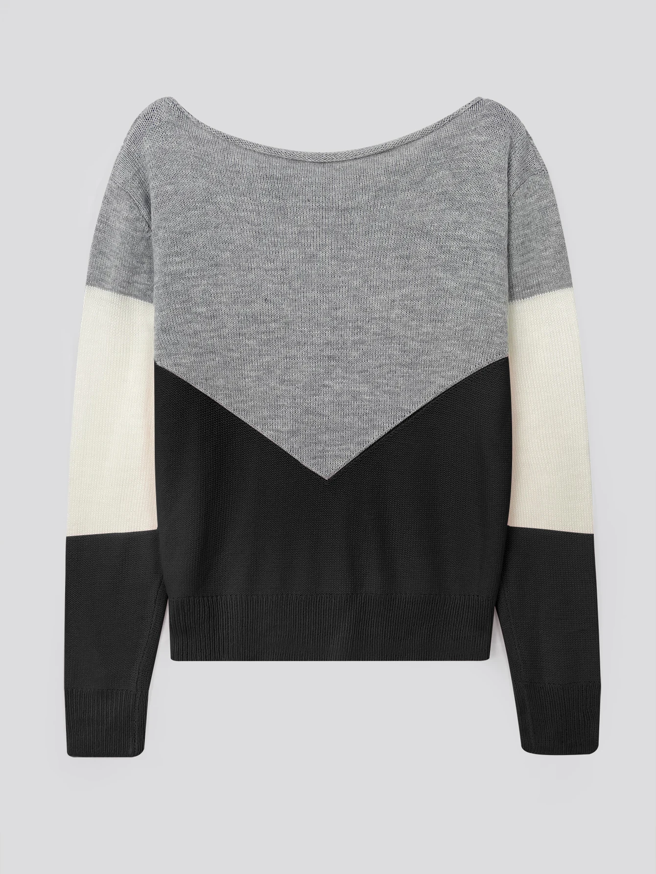 Color Block Cut Out Sweater, Casual Long Sleeve, Women\'s Pullover Sweaters