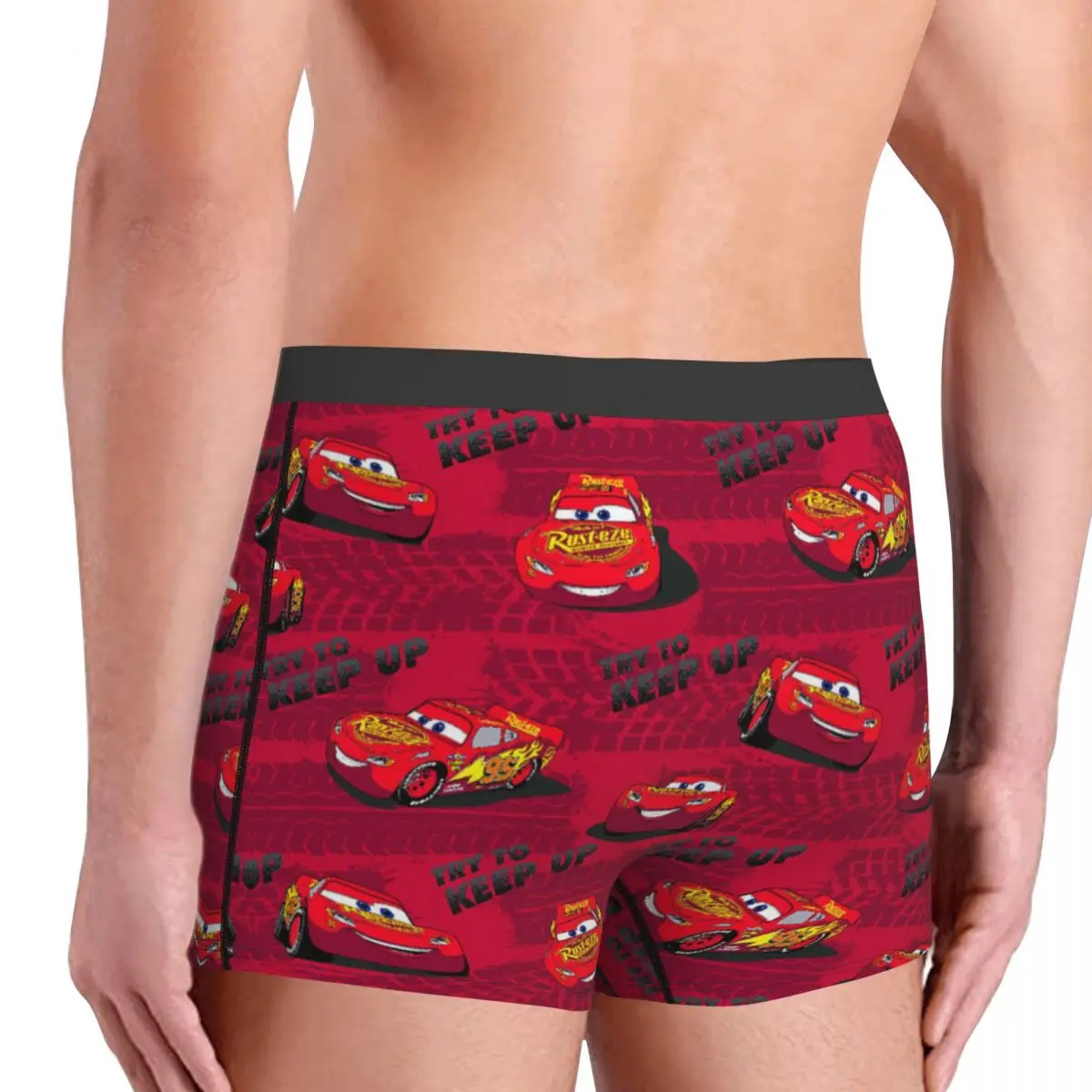 Custom Lightning McQueen Underwear Men Breathable Cars Cartoon Boxer Briefs Shorts Panties Soft Underpants For Homme