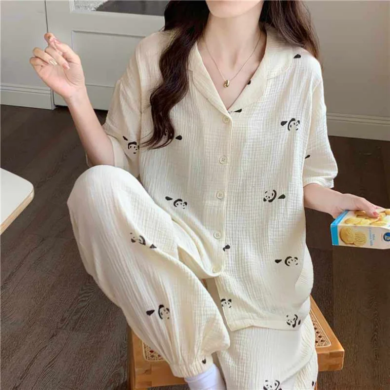 

Pajama Sets Women Simple Daily Creativity Home All-match Korean Style Lovely Charming Delicate Breathable Tender Ladies Spring