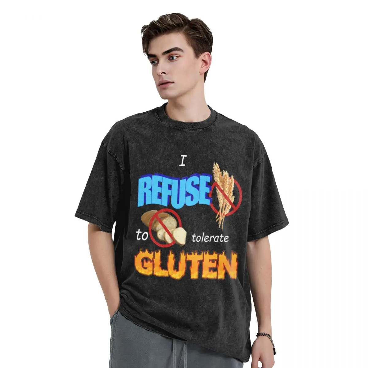 I Refuse to Tolerate Gluten Meme T-Shirt korean fashion Short sleeve tee oversized t shirts for men