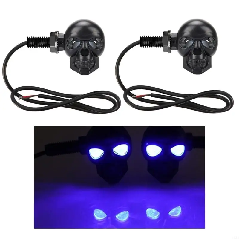 D5BE LED Skull Motorcycle Light Pair for Custom Bike Light Use