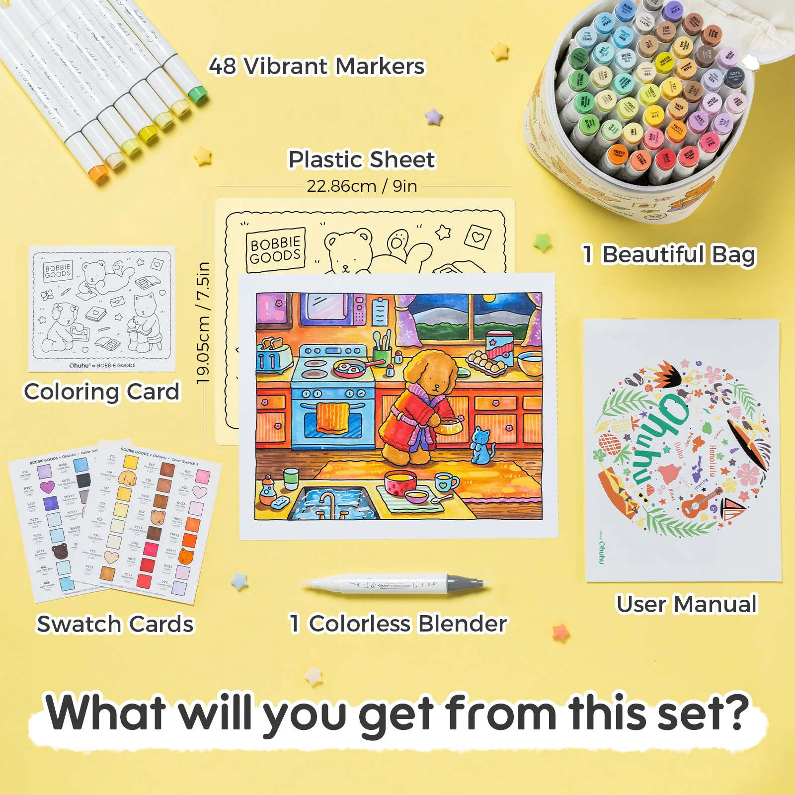 علامات كحول من Ohuhu & Bobbie ذات علامة تجارية مشتركة Honolulu B 48 لونًا نصائح مزدوجة علامات فنية تلوين رسم توضيحي مانغا