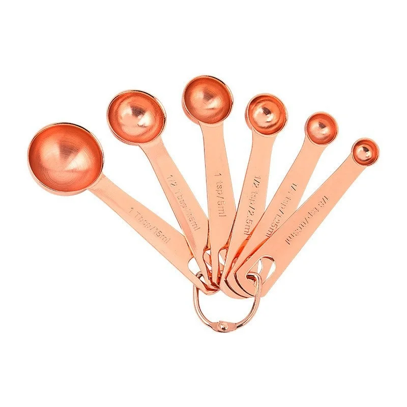 

10sets Stainless Steel Measuring Spoons 5, 6, 7, 8, 9-piece Set, Rose Gold Measuring Spoons, 6-piece Set