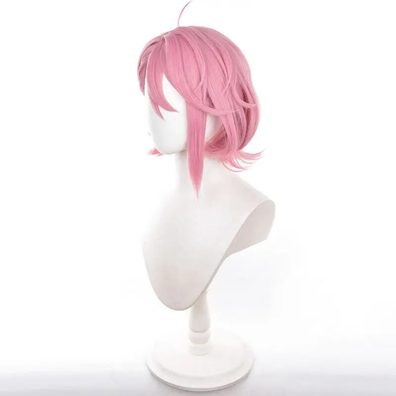 Dandadan Aira Shiratori Cosplay Perucas 37 cm Curto Reto Rosa Cabelo Sintético