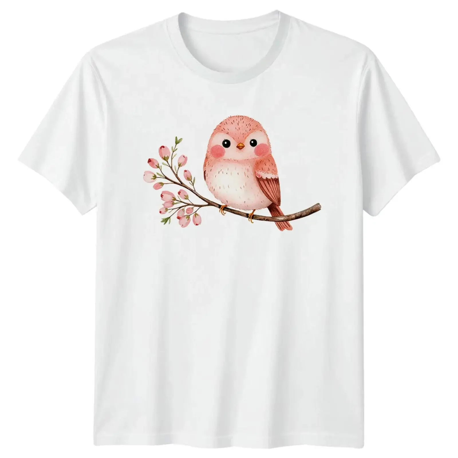 Camiseta Rosa Vogel Aquarell Frühling Tier para hombre y mujer, diseño gráfico vintage, estilo lavado, suave, cómoda, elástica, a la moda