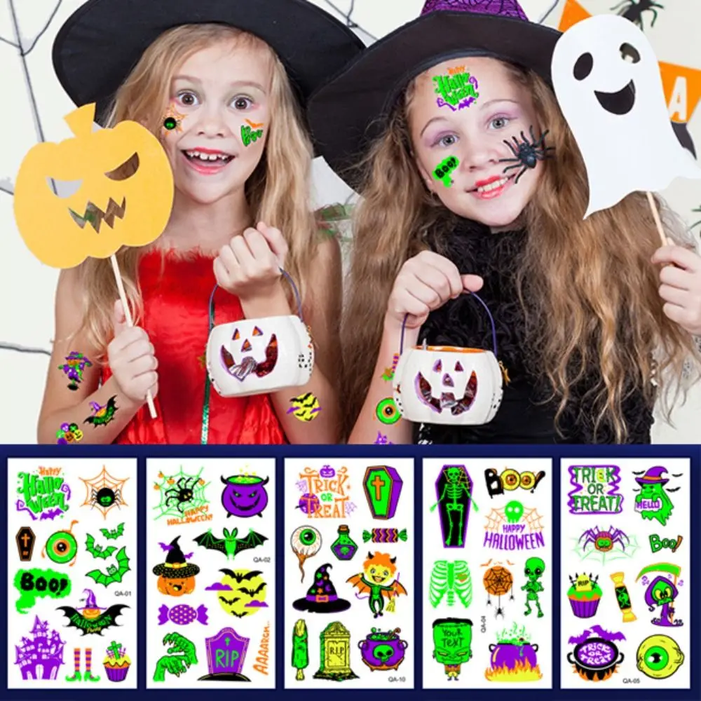 

10Pcs/Set Fake Tattoo Glow Party Tattoo Stickers Temporary Disposable Fluorescent Tattoo Sticker Body Art Waterproof