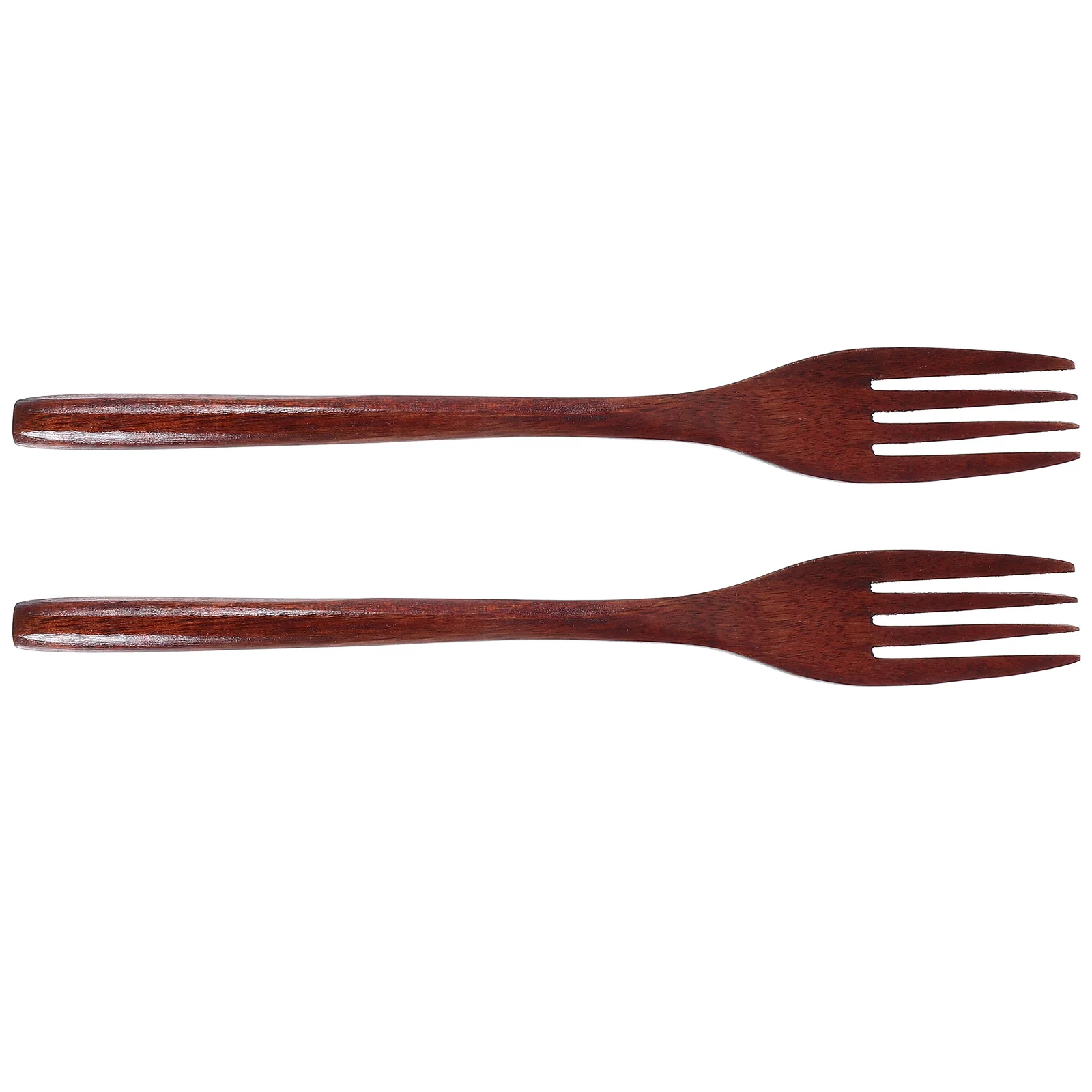 

2 Pcs Wooden Fork Tableware Cutlery Natural Handle Cooking Utensils Tablespoon Salad Stirring Serving Mixing Man
