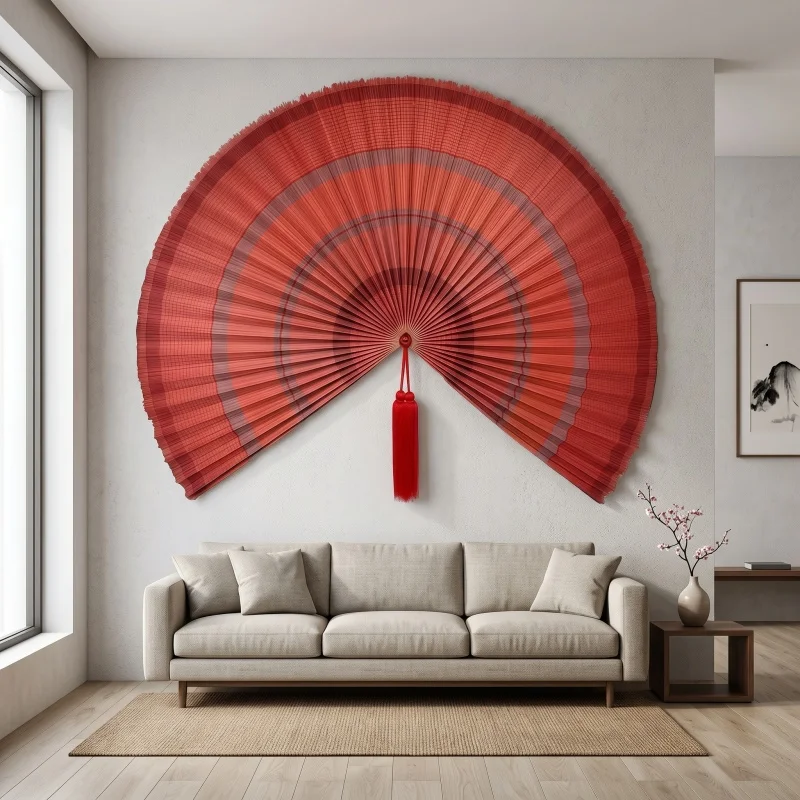 Bohemian Hand-Woven Bamboo Wall Fan Decorative Art for Living Room Hotel Unique Ethnic Style Wall Mounted Fan