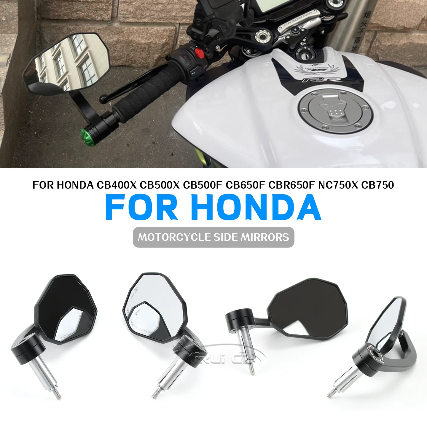 Motorcycle Mirror Handlebar Mirror Universal Motorcycle Mirror Wide Vision For Honda CB400 500X CB500F 650F CBR650F NC750X CB750